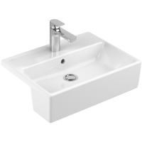 Villeroy & Boch Memento Полувстраиваемая раковина, 550 x 420 x 160 mm, Альпийский белый, с переливом, нешлифованный, 41335501