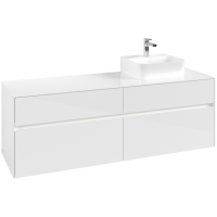 Villeroy & Boch Collaro Тумба под раковину, с подсветкой, 4 выдвижных ящика, 1600 x 548 x 500 mm, Glossy White / Glossy White C106B0DH