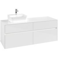 Villeroy & Boch Collaro Тумба под раковину, с подсветкой, 4 выдвижных ящика, 1400 x 548 x 500 mm, Glossy White / Glossy White C101B0DH