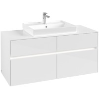 Villeroy & Boch Collaro Тумба под раковину, с подсветкой, 4 выдвижных ящика, 1200 x 548 x 500 mm, Glossy White / Glossy White C081B0DH