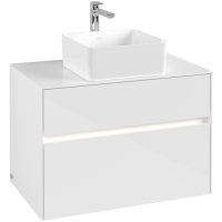 Villeroy & Boch Collaro Тумба под раковину, с подсветкой, 2 выдвижных ящика, 800 x 548 x 500 mm, Glossy White / Glossy White C037B0DH