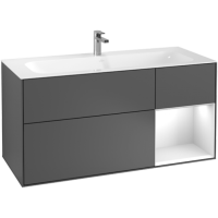 Villeroy & Boch Finion Тумба под раковину, с подсветкой, 3 выдвижных ящика, 1196 x 591 x 498 mm, Glossy White Lacquer / Glossy White Lacquer F070GFGF