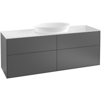 Villeroy & Boch Finion Тумба под раковину, с подсветкой, 4 выдвижных ящика, 1600 x 603 x 501 mm, Silk Grey Matt Lacquer / Glass White Matt GA9100HJ