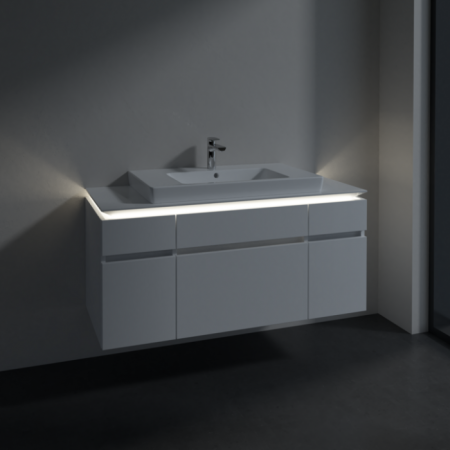 Villeroy & Boch Legato Тумба под раковину, с подсветкой, 5 выдвижных ящиков, 1200 x 550 x 500 mm, Glossy White / Glossy White B697L0DH