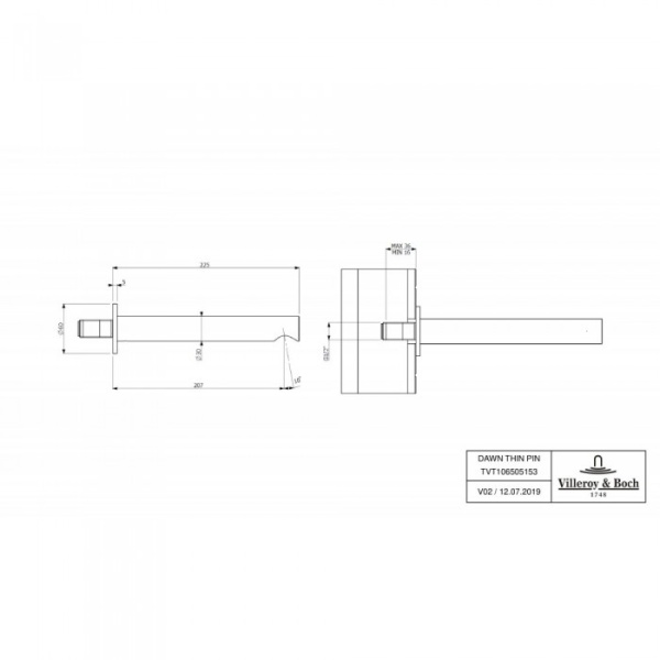 Излив Villeroy & Boch Loop & Friends TVT106505153K5 для ванны, черный матовый TVT106505153K5