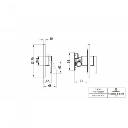 Смеситель для душа встраиваемый на 1 выход Villeroy & Boch O.novo однорычажный TVS10435200061