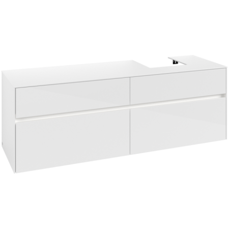 Villeroy & Boch Collaro Тумба под раковину, с подсветкой, 4 выдвижных ящика, 1600 x 548 x 500 mm, Glossy White / Glossy White C106B0DH