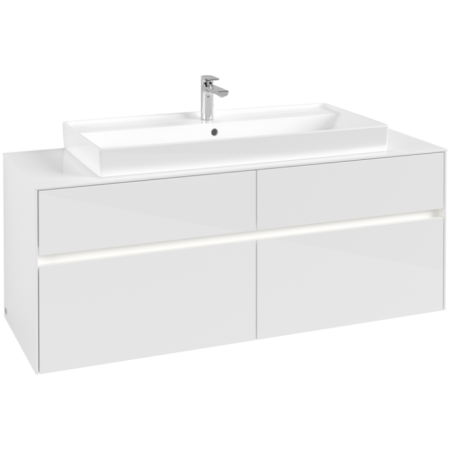 Villeroy & Boch Collaro Тумба под раковину, с подсветкой, 4 выдвижных ящика, 1400 x 548 x 500 mm, Glossy White / Glossy White C092B0DH