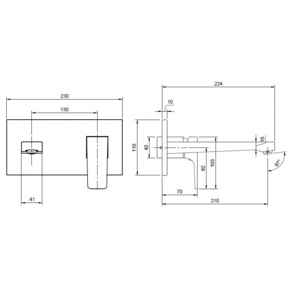 Смеситель Villeroy & Boch Architectura Square TVW125003000K5 для раковины, черный матовый TVW125003000K5