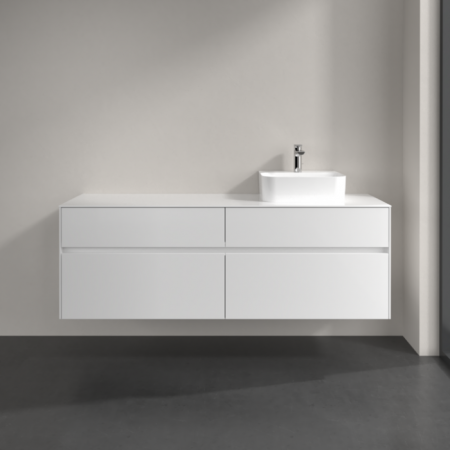 Villeroy & Boch Collaro Тумба под раковину, с подсветкой, 4 выдвижных ящика, 1600 x 548 x 500 mm, Glossy White / Glossy White C106B0DH