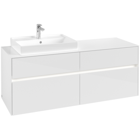 Villeroy & Boch Collaro Тумба под раковину, с подсветкой, 4 выдвижных ящика, 1400 x 548 x 500 mm, Glossy White / Glossy White C085B0DH