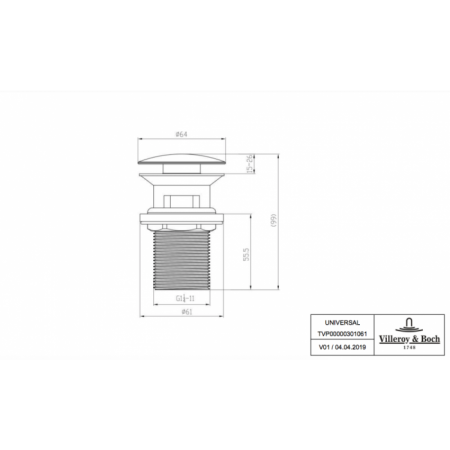 Механизм слива Push-Open Villeroy & Boch TVP00000301061