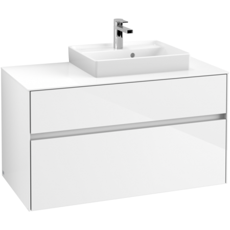 Villeroy & Boch Collaro Тумба под раковину, с подсветкой, 2 выдвижных ящика, 1000 x 548 x 500 mm, Glossy White / Glossy White C015B0DH