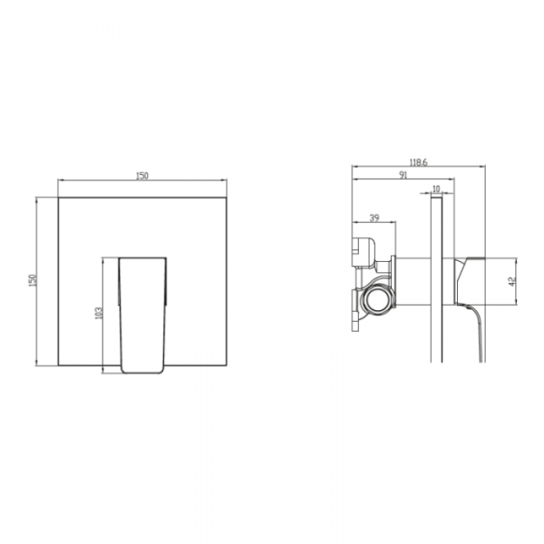 Смеситель Villeroy & Boch Architectura Square TVS12500200076 для душа, золото сатинированное TVS12500200076
