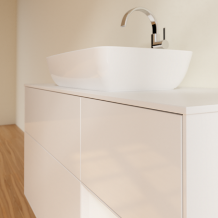 Villeroy & Boch Finion Тумба под раковину, с подсветкой, 3 выдвижных ящика, 1200 x 603 x 501 mm, Glossy White Lacquer / Glossy White Lacquer / Glass White Matt G831GFGF