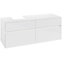 Villeroy & Boch Collaro Тумба под раковину, с подсветкой, 4 выдвижных ящика, 1400 x 548 x 500 mm, Glossy White / Glossy White C101B0DH