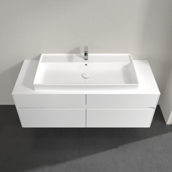Villeroy & Boch Collaro Тумба под раковину, с подсветкой, 4 выдвижных ящика, 1400 x 548 x 500 mm, Glossy White / Glossy White C092B0DH