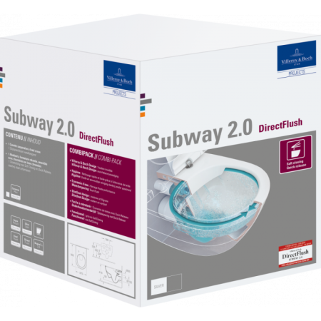 Унитаз подвесной с сиденьем Villeroy & Boch Subway 2.0 CeramicPlus 5614R2R1