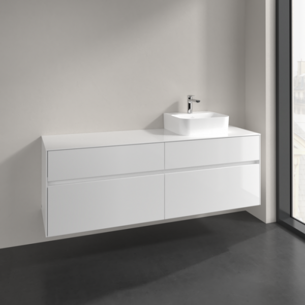 Villeroy & Boch Collaro Тумба под раковину, 4 выдвижных ящика, 1600 x 548 x 500 mm, Glossy White / Glossy White C10600DH