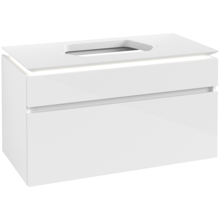 Villeroy & Boch Legato Тумба под раковину, с подсветкой, 2 выдвижных ящика, 1000 x 550 x 500 mm, Glossy White / Glossy White B756L0DH