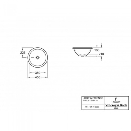 Раковина под столешницу Villeroy & Boch Loop & Friends 45 x 45 см CeramicPlus 618038R1