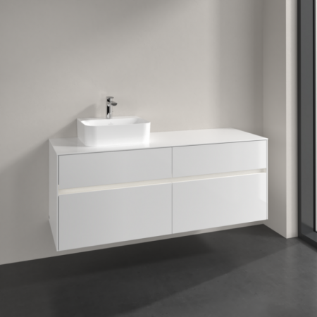 Villeroy & Boch Collaro Тумба под раковину, с подсветкой, 4 выдвижных ящика, 1400 x 548 x 500 mm, Glossy White / Glossy White C101B0DH