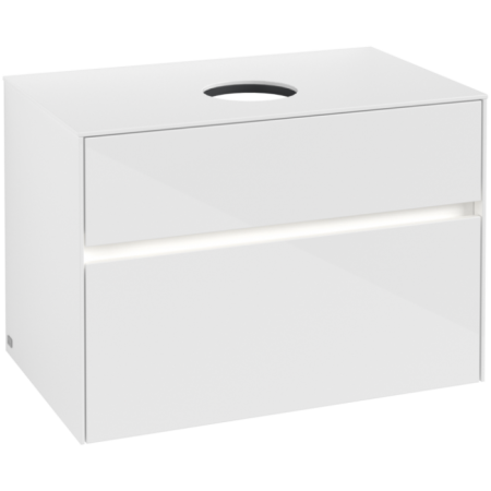 Villeroy & Boch Collaro Тумба под раковину, с подсветкой, 2 выдвижных ящика, 800 x 548 x 500 mm, Glossy White / Glossy White C037B0DH