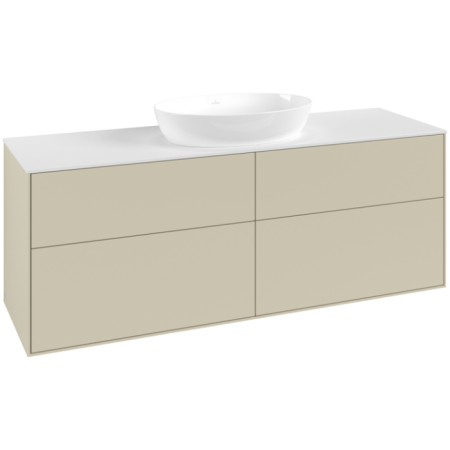 Villeroy & Boch Finion Тумба под раковину, с подсветкой, 4 выдвижных ящика, 1600 x 603 x 501 mm, Silk Grey Matt Lacquer / Glass White Matt GA9100HJ