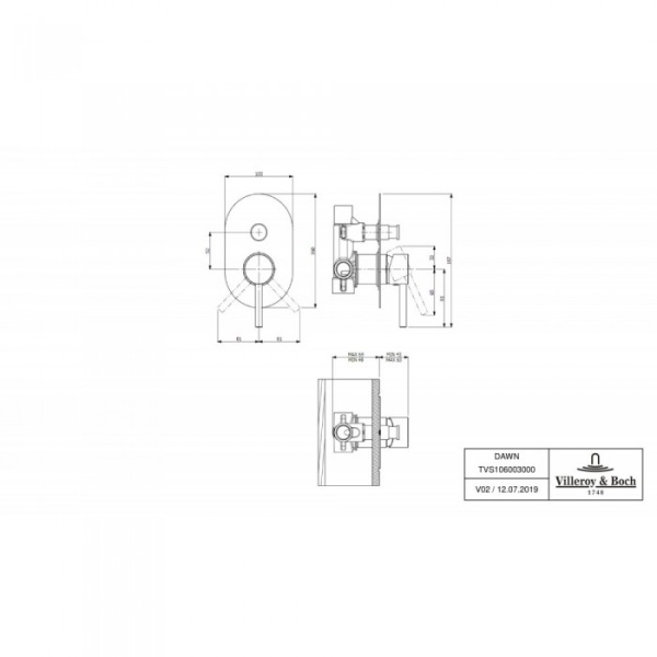 Смеситель для душа встраиваемый на 2 выхода Villeroy & Boch Loop&Friends однорычажный TVS10600300061