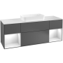 Villeroy & Boch Finion Тумба под раковину, с подсветкой, 4 выдвижных ящика, 1600 x 603 x 501 mm, Glossy White Lacquer / Glossy White Lacquer / Glass White Matt G741GFGF