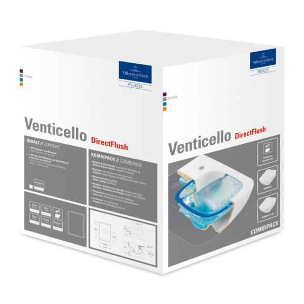 Унитаз подвесной с сиденьем Villeroy & Boch Venticello CeramicPlus 4611RLR1