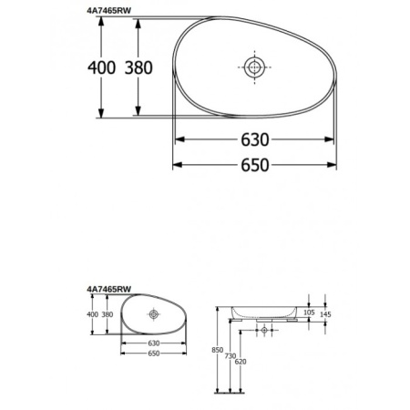 Villeroy & Boch Antao 4A7465R1 Раковина накладная 650 x 400 mm
