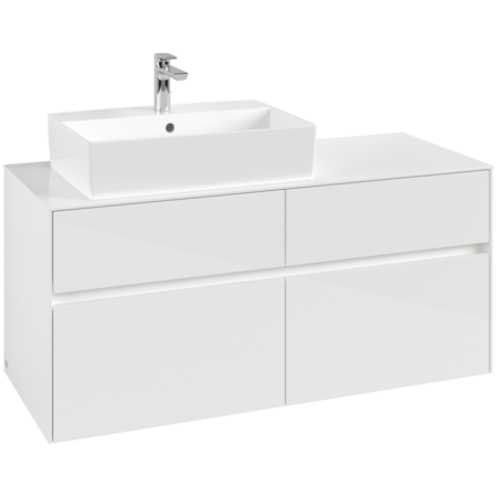 Villeroy & Boch Collaro Тумба под раковину, с подсветкой, 4 выдвижных ящика, 1200 x 548 x 500 mm, Glossy White / Glossy White C129B0DH