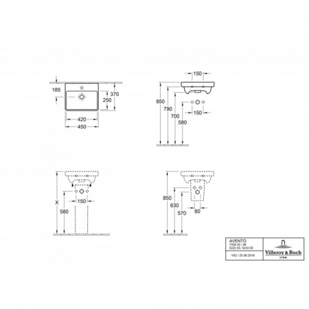 Раковина Villeroy & Boch Avento 37 x 45 см 73584501