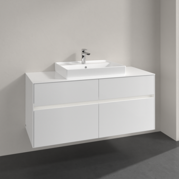 Villeroy & Boch Collaro Тумба под раковину, с подсветкой, 4 выдвижных ящика, 1200 x 548 x 500 mm, Glossy White / Glossy White C081B0DH