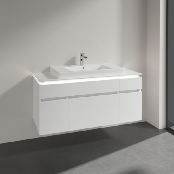 Villeroy & Boch Legato Тумба под раковину, с подсветкой, 5 выдвижных ящиков, 1200 x 550 x 500 mm, Glossy White / Glossy White B697L0DH