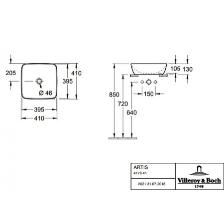Раковина Villeroy & Boch Artis 417841BCT3 41х41 см, Macaroon желтый
