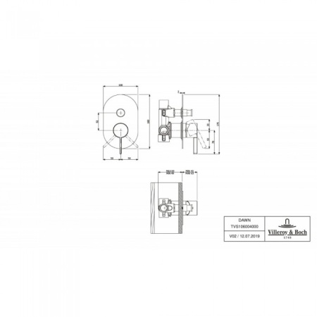 Смеситель для душа встраиваемый на 2 выхода Villeroy & Boch Dawn однорычажный TVS10600400061
