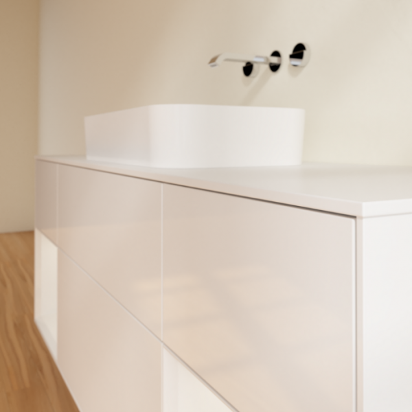 Villeroy & Boch Finion Тумба под раковину, с подсветкой, 4 выдвижных ящика, 1600 x 603 x 501 mm, Glossy White Lacquer / Glossy White Lacquer / Glass White Matt G741GFGF