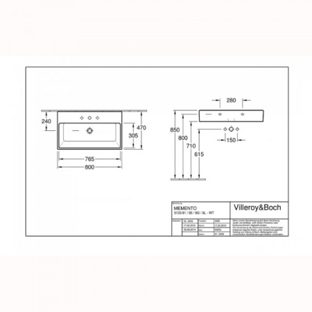 Раковина Villeroy & Boch Memento 51338GS0 80 см Glossy Black 51338GS0