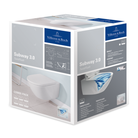 Унитаз подвесной с сиденьем Villeroy & Boch Subway 3.0, 4670TS01