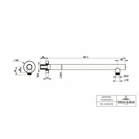 Настенный кронштейн для ливневого душа Villeroy & Boch TVC00045351061
