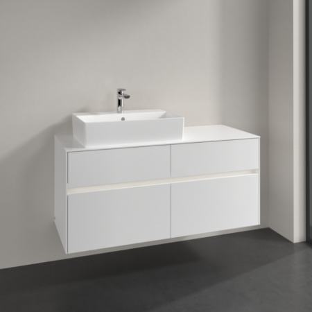 Villeroy & Boch Collaro Тумба под раковину, с подсветкой, 4 выдвижных ящика, 1200 x 548 x 500 mm, Glossy White / Glossy White C129B0DH